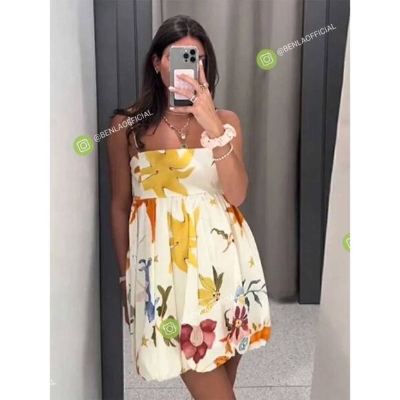 ZARA VOLUMINOUS PRINTED DRESS ZW COLLECTION - Picture 8 of 16